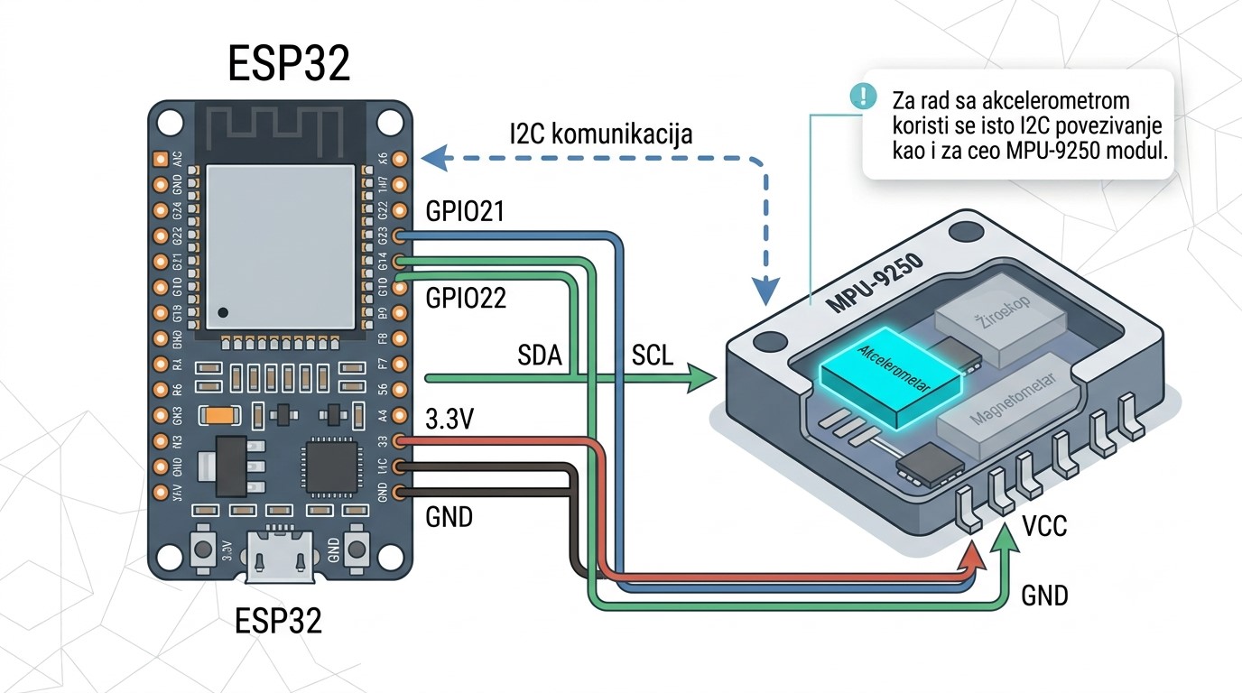 Povezivanje ESP32 i MPU-9250 akcelerometar