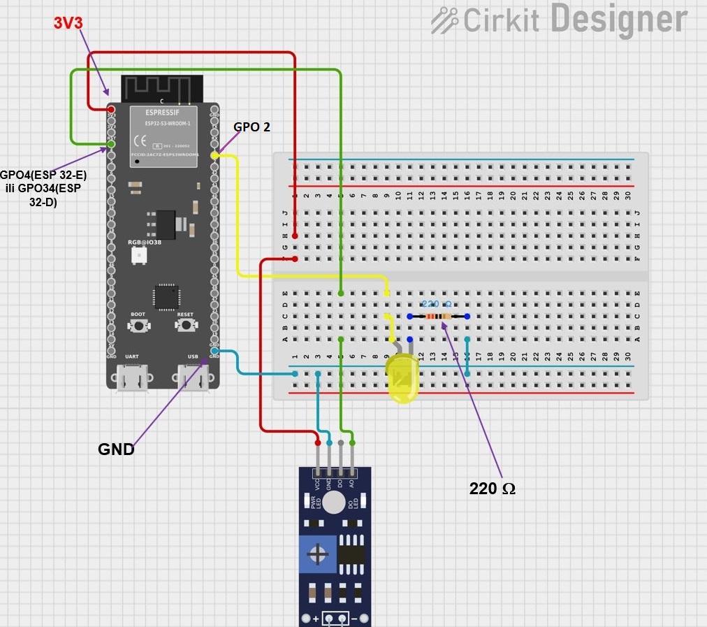 Шема повезивања сензора светлости и LED диоде-шема у Circuit designer-у